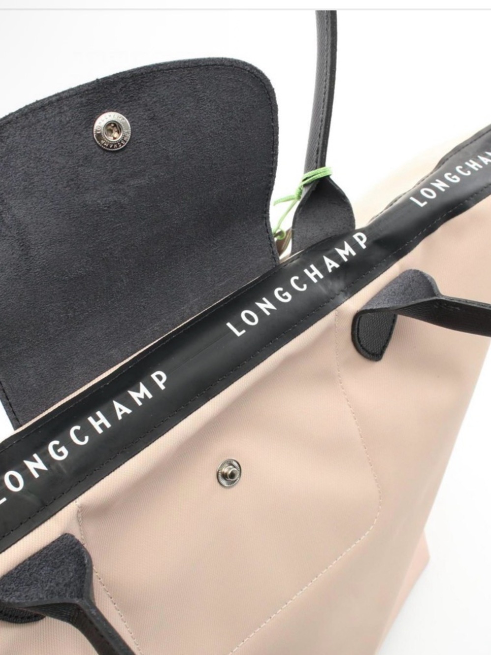 Longchamp Le Pliage Large Tote Bag - Blush Pink / Tan with Black Trim - Picture 2 of 3